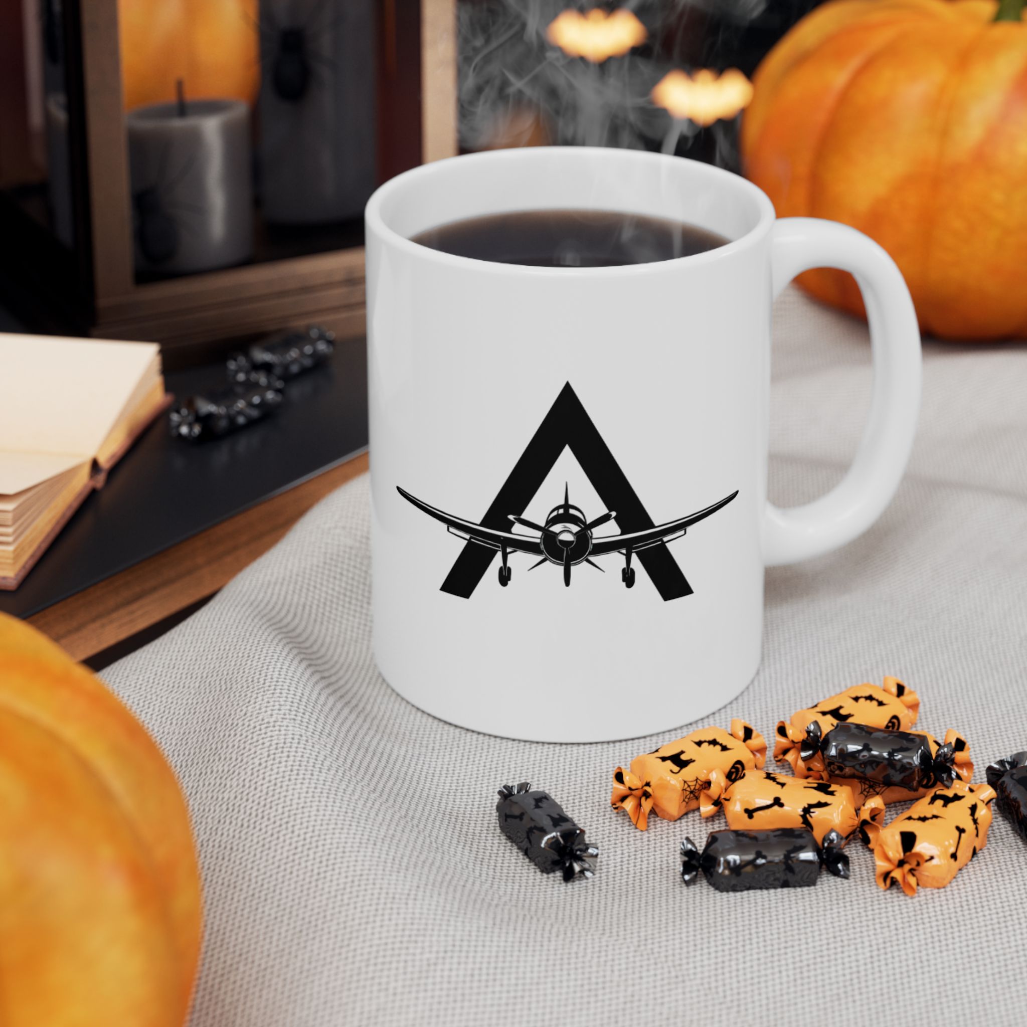 airplane silhouette ceramic mug – pilot & travel coffee cup (11oz, 15oz)