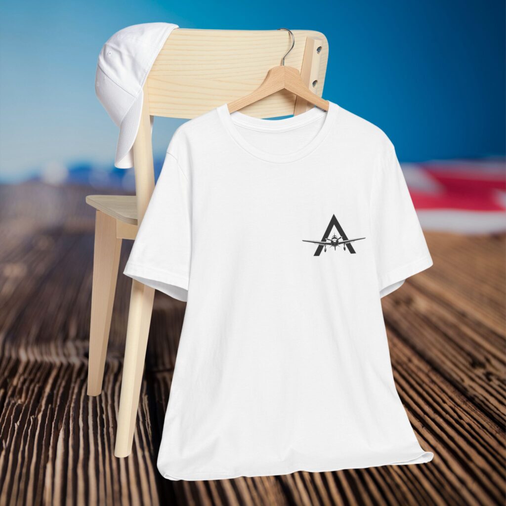 aviation logo tee — small airplane emblem chest print
