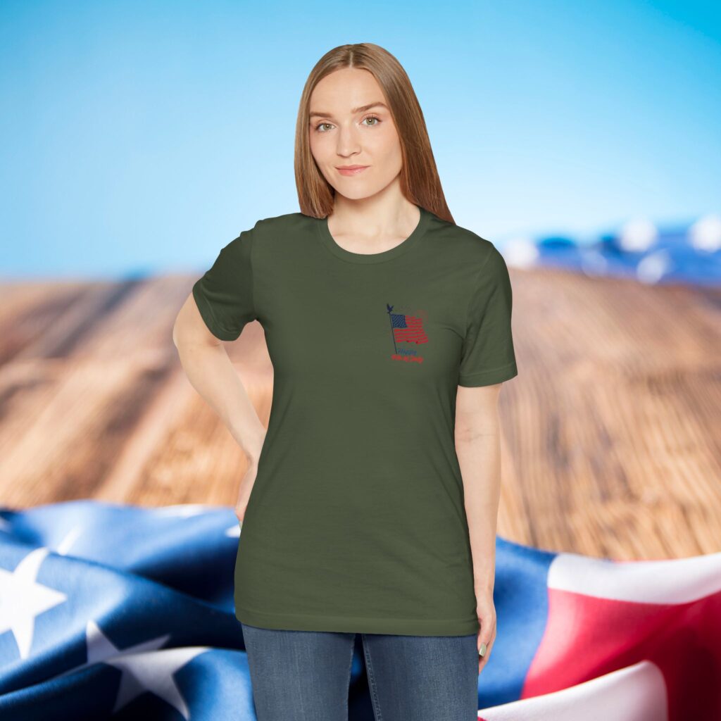 american flag statue of liberty chest graphic tee | fourth of july patriotic t shirt