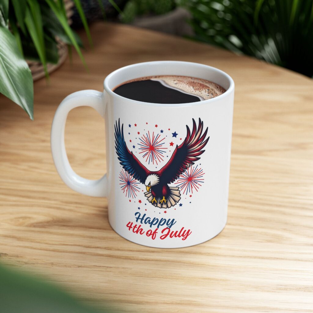 independence day 4th of july coffee cup ceramic mug | patriotic stars stripes