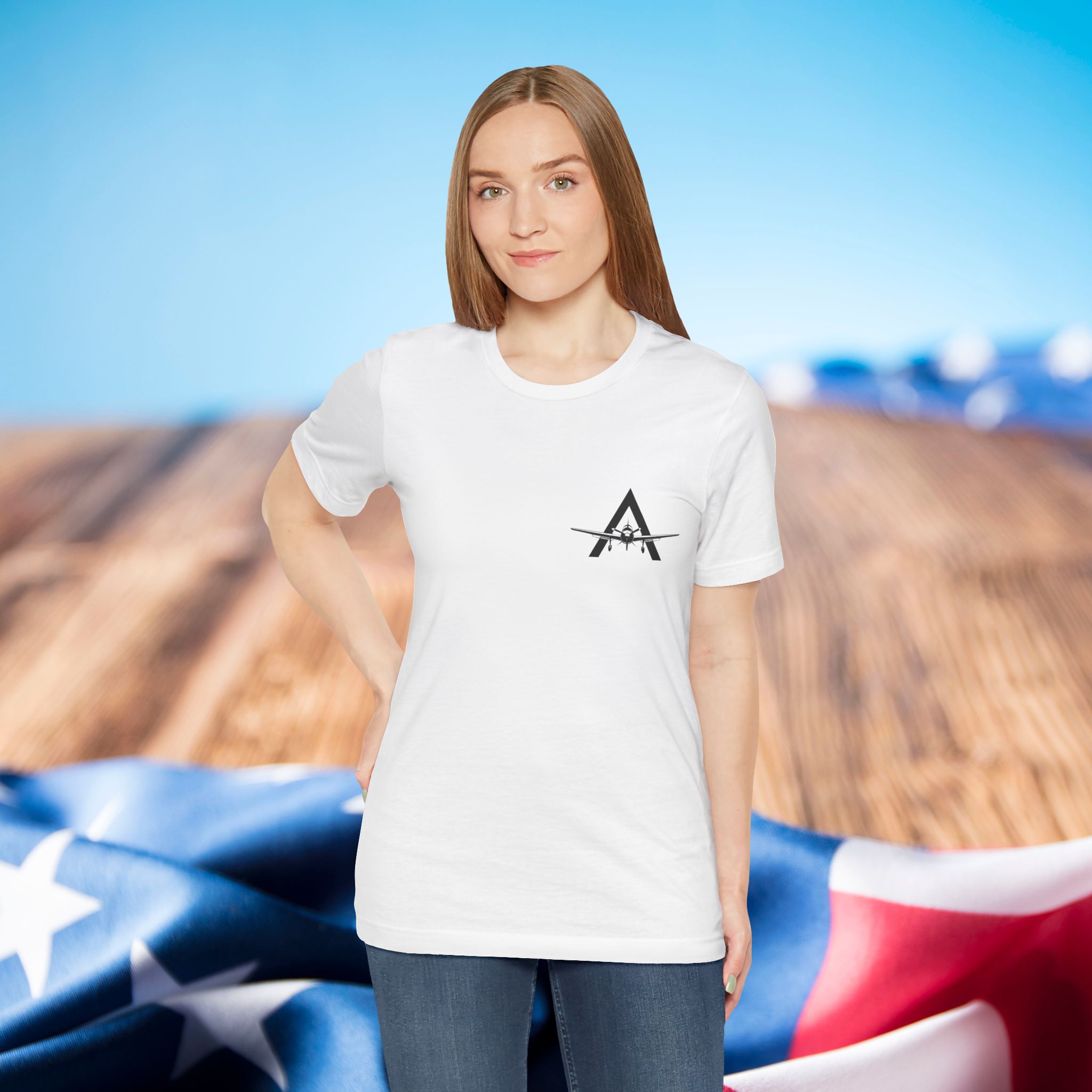 aviation logo tee — small airplane emblem chest print