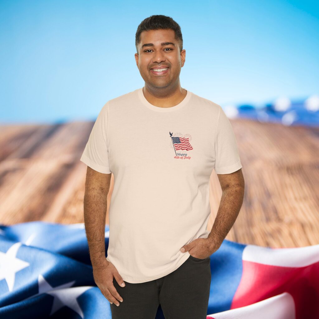 american flag statue of liberty chest graphic tee | fourth of july patriotic t shirt
