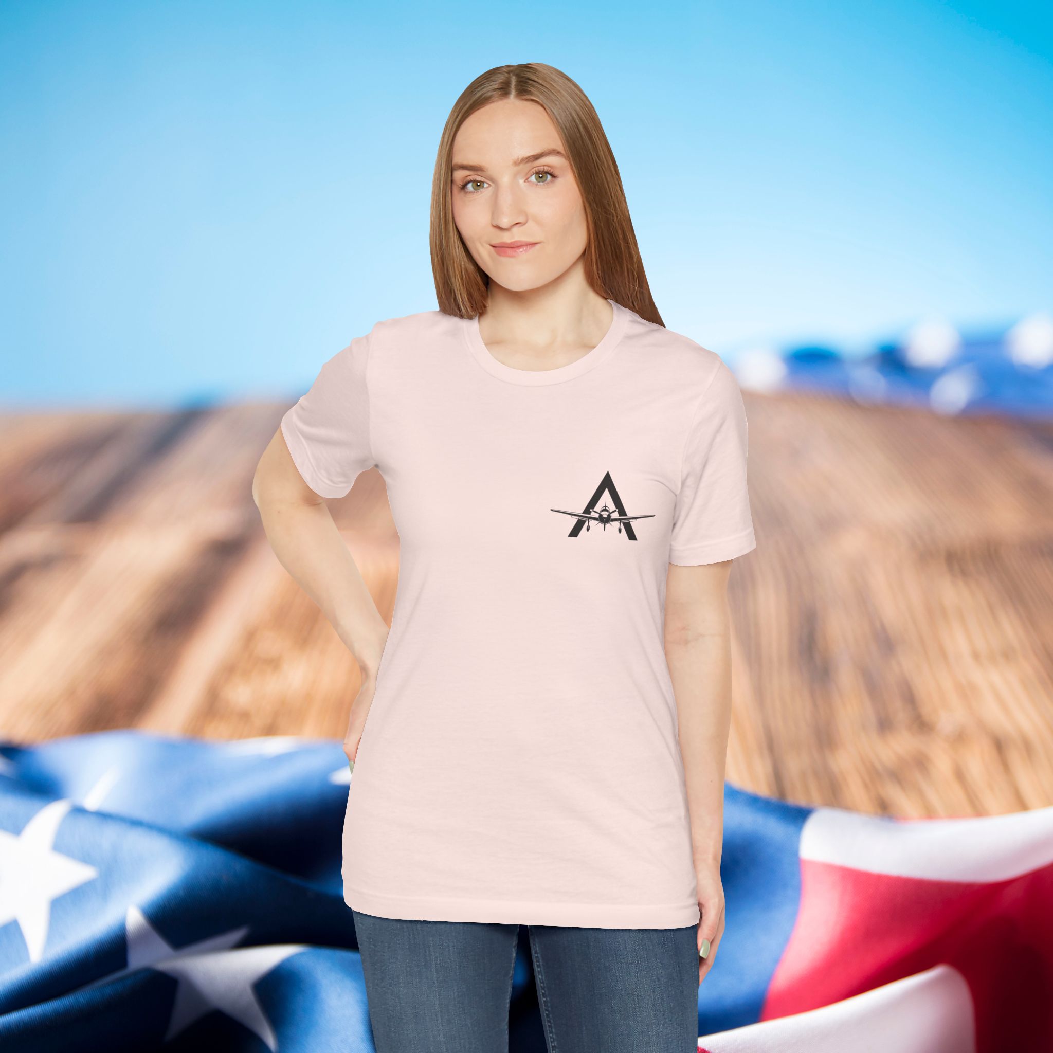 aviation logo tee — small airplane emblem chest print