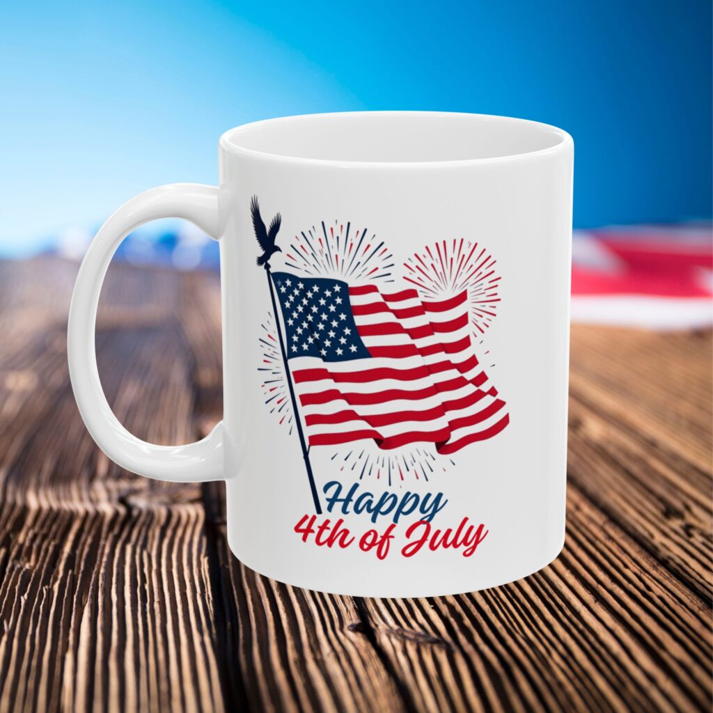 patriotic mug, 4th of july american flag coffee cup, usa independence day gift, red white blue kitchen decor, memorial day tea mug, veteran