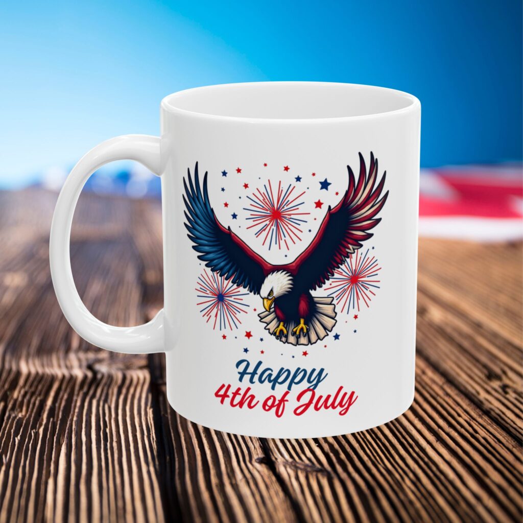 independence day 4th of july coffee cup ceramic mug | patriotic stars stripes