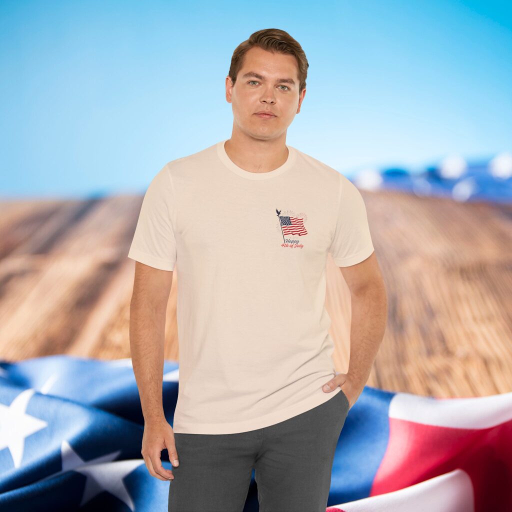 american flag statue of liberty chest graphic tee | fourth of july patriotic t shirt