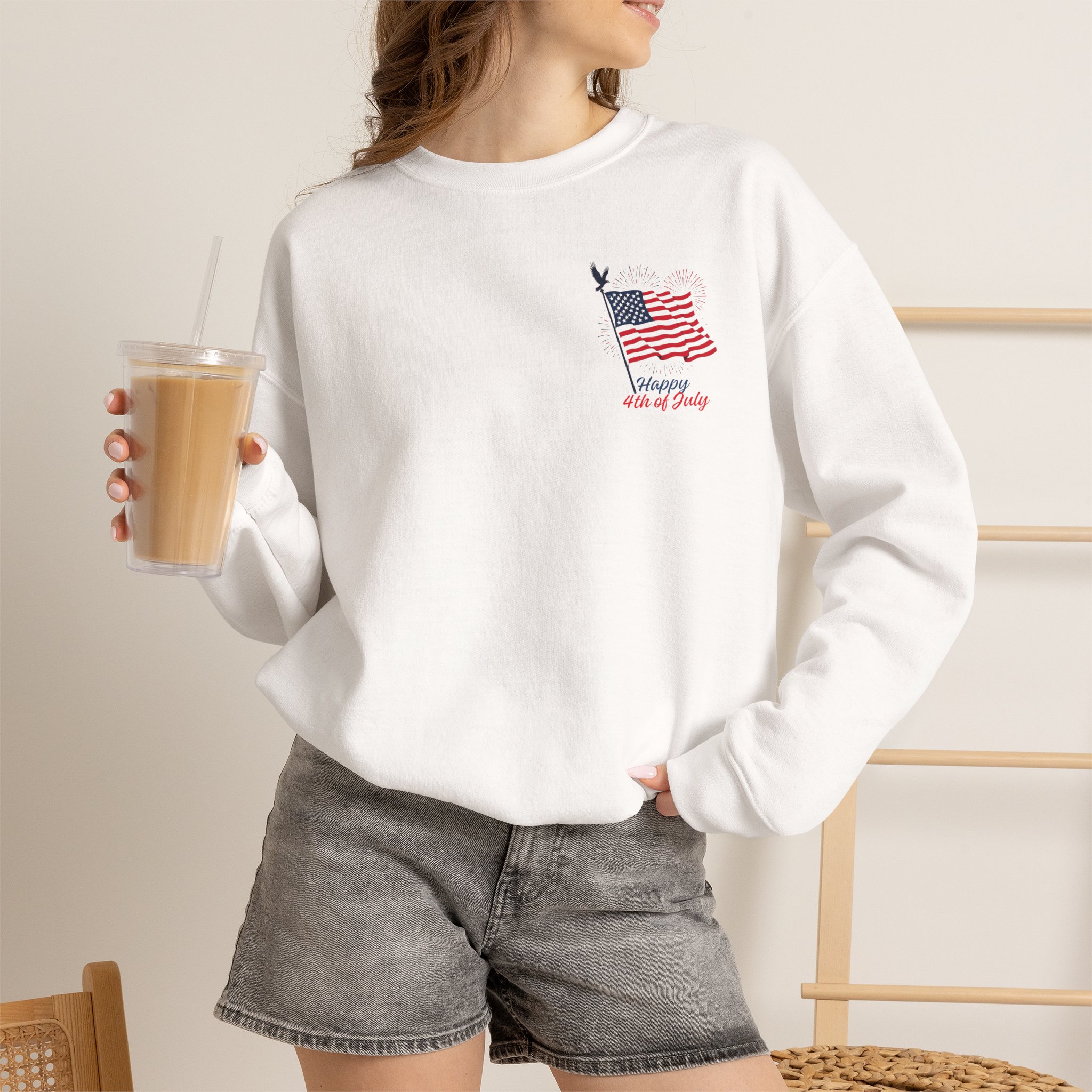american flag pocket graphic sweatshirt | independence day fireworks