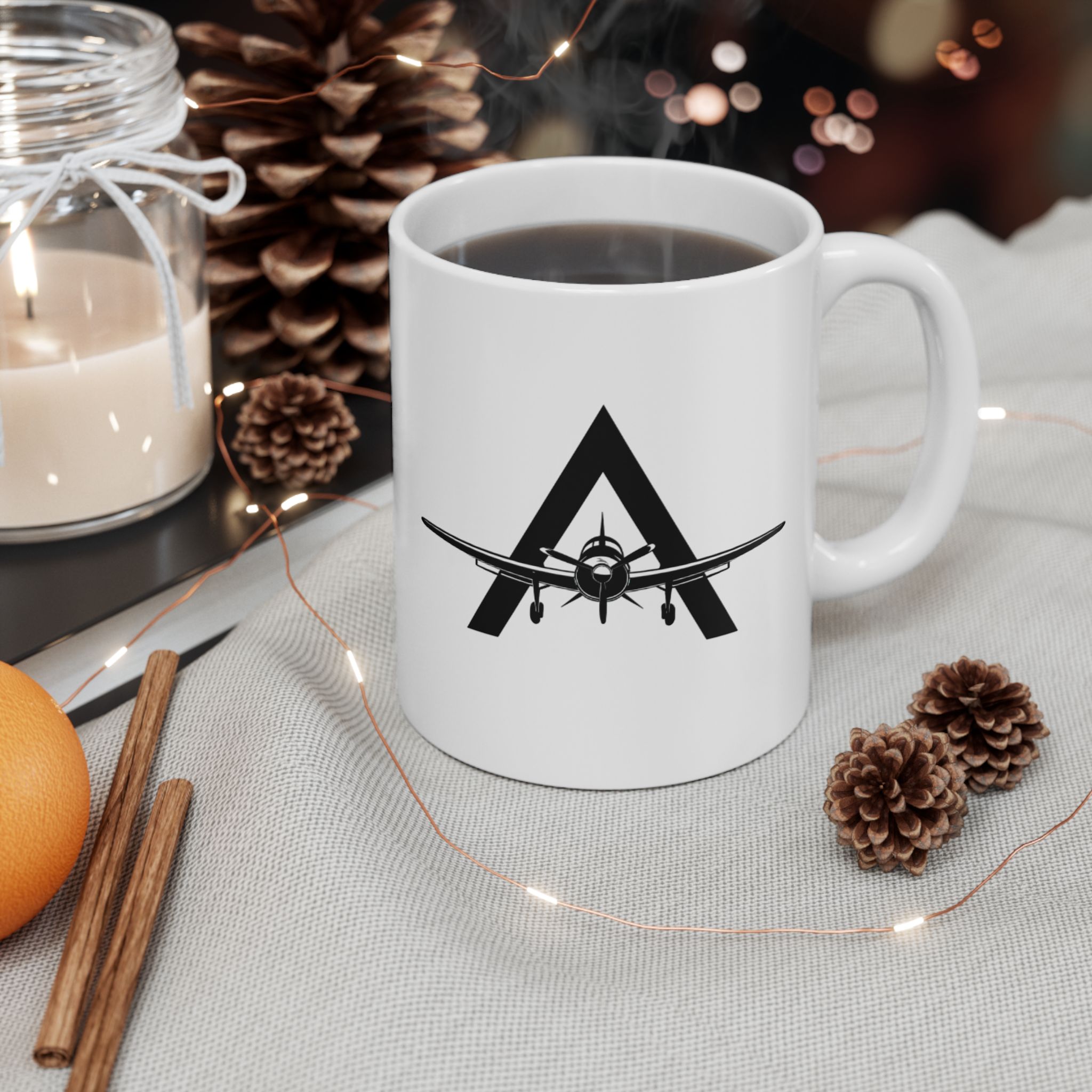 airplane silhouette ceramic mug – pilot & travel coffee cup (11oz, 15oz)