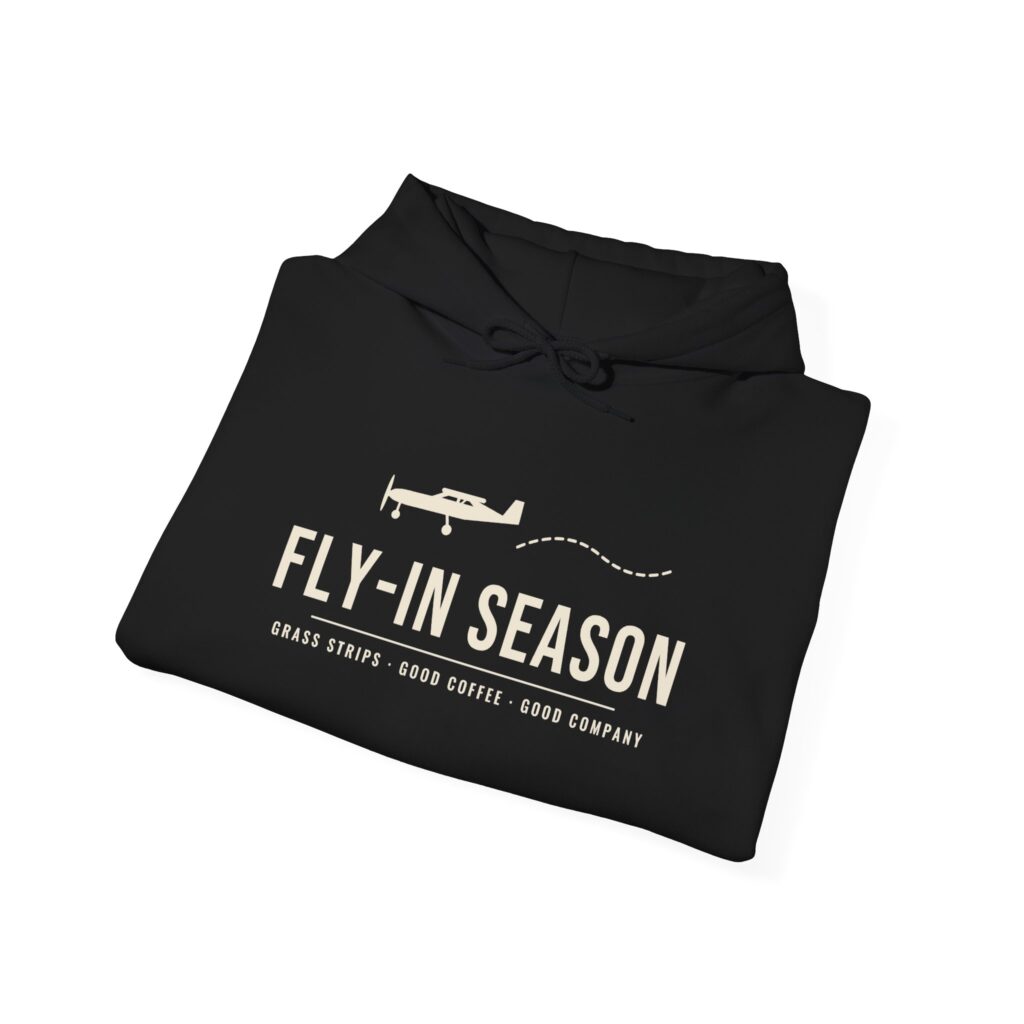 fly in season hoodie – light aircraft graphic, unisex pullover