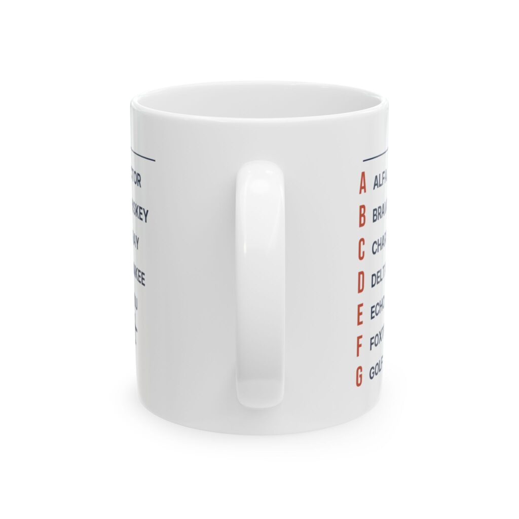 icao phonetic alphabet mug – alfa to zulu, 11oz / 15oz
