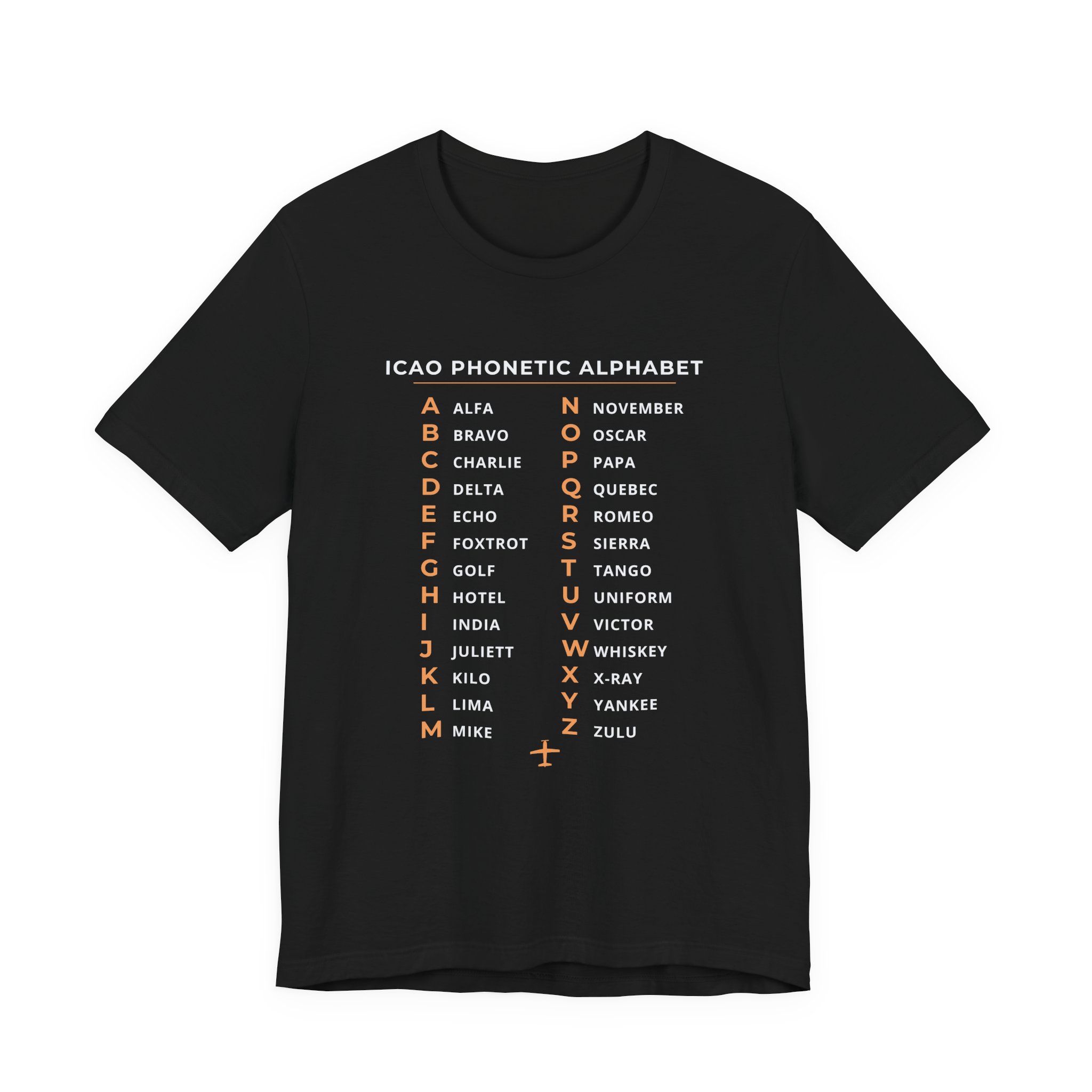 icao phonetic alphabet t shirt – alfa to zulu, unisex tee