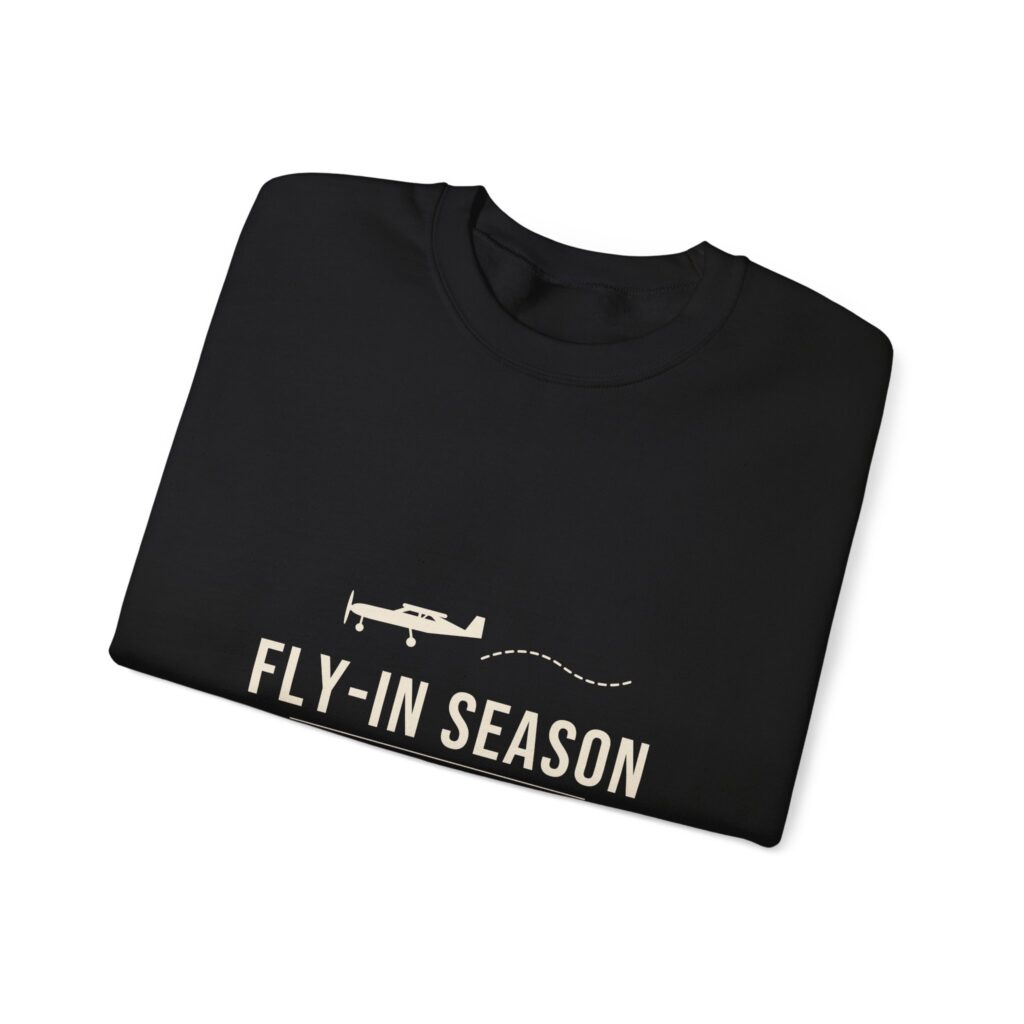 fly in season sweatshirt – light aircraft graphic, unisex crewneck