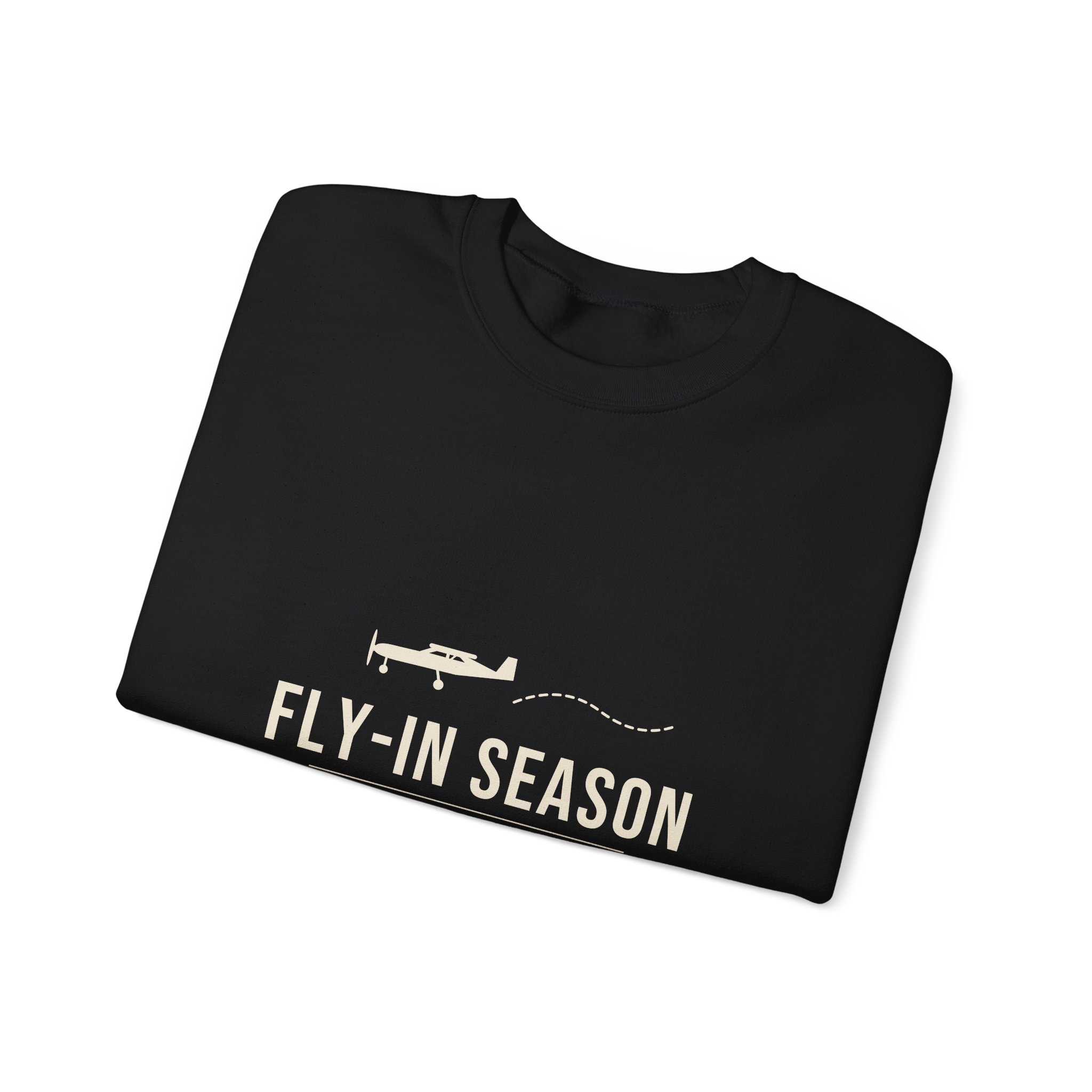 fly in season sweatshirt – light aircraft graphic, unisex crewneck
