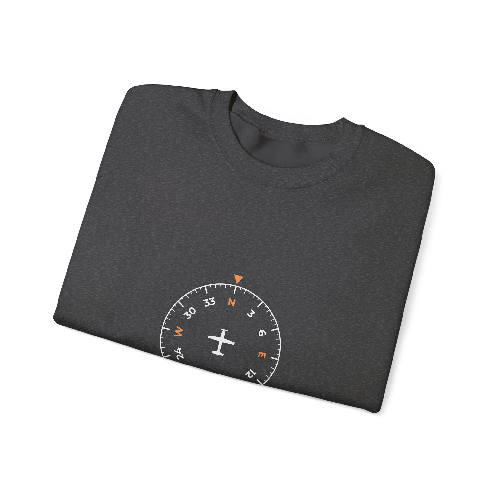 aviate navigate communicate sweatshirt – heading indicator design, unisex crewneck