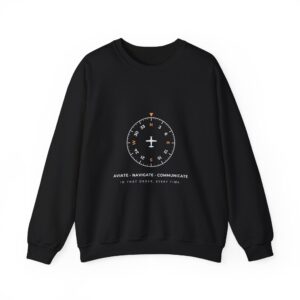 aviate navigate communicate sweatshirt – heading indicator design, unisex crewneck