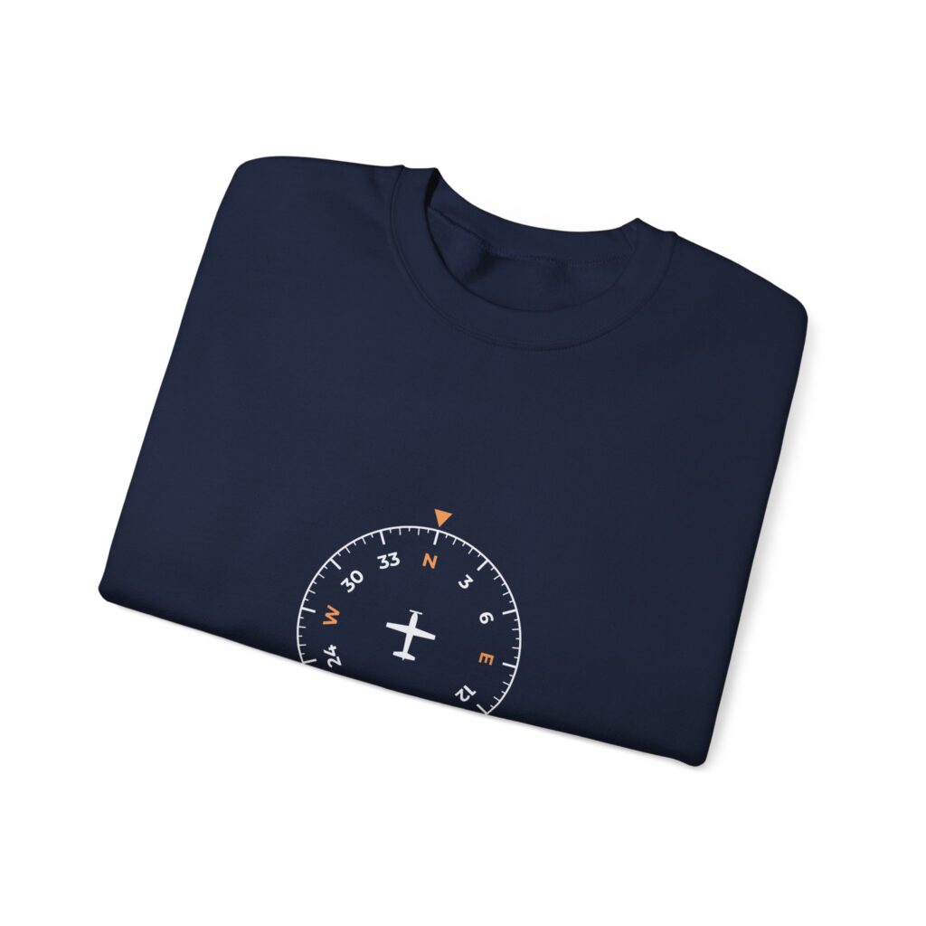 aviate navigate communicate sweatshirt – heading indicator design, unisex crewneck