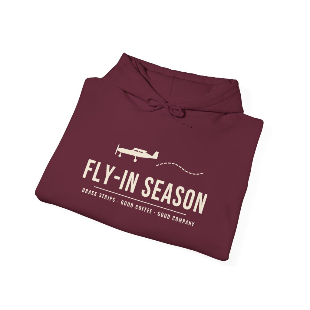 fly in season hoodie – light aircraft graphic, unisex pullover