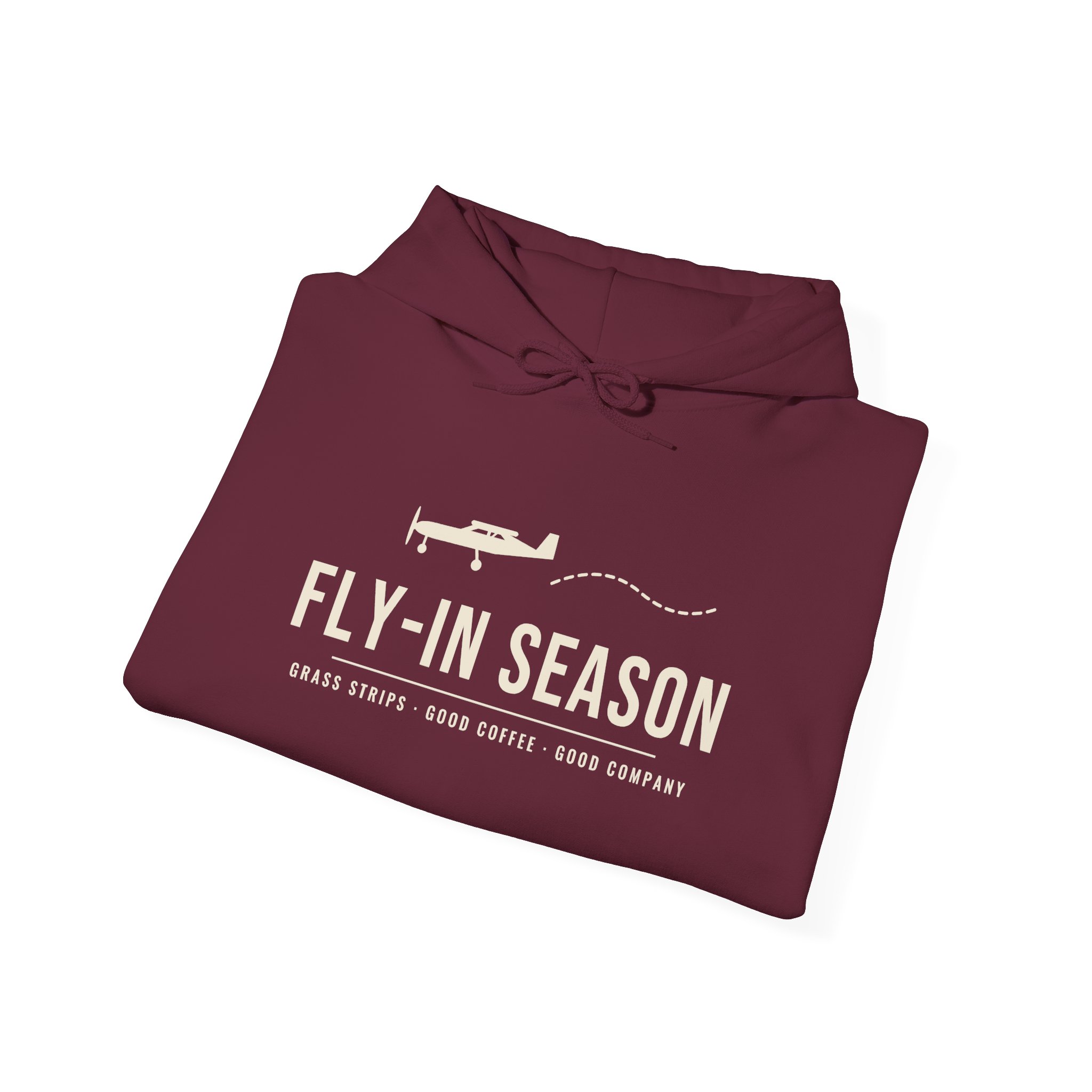 fly in season hoodie – light aircraft graphic, unisex pullover