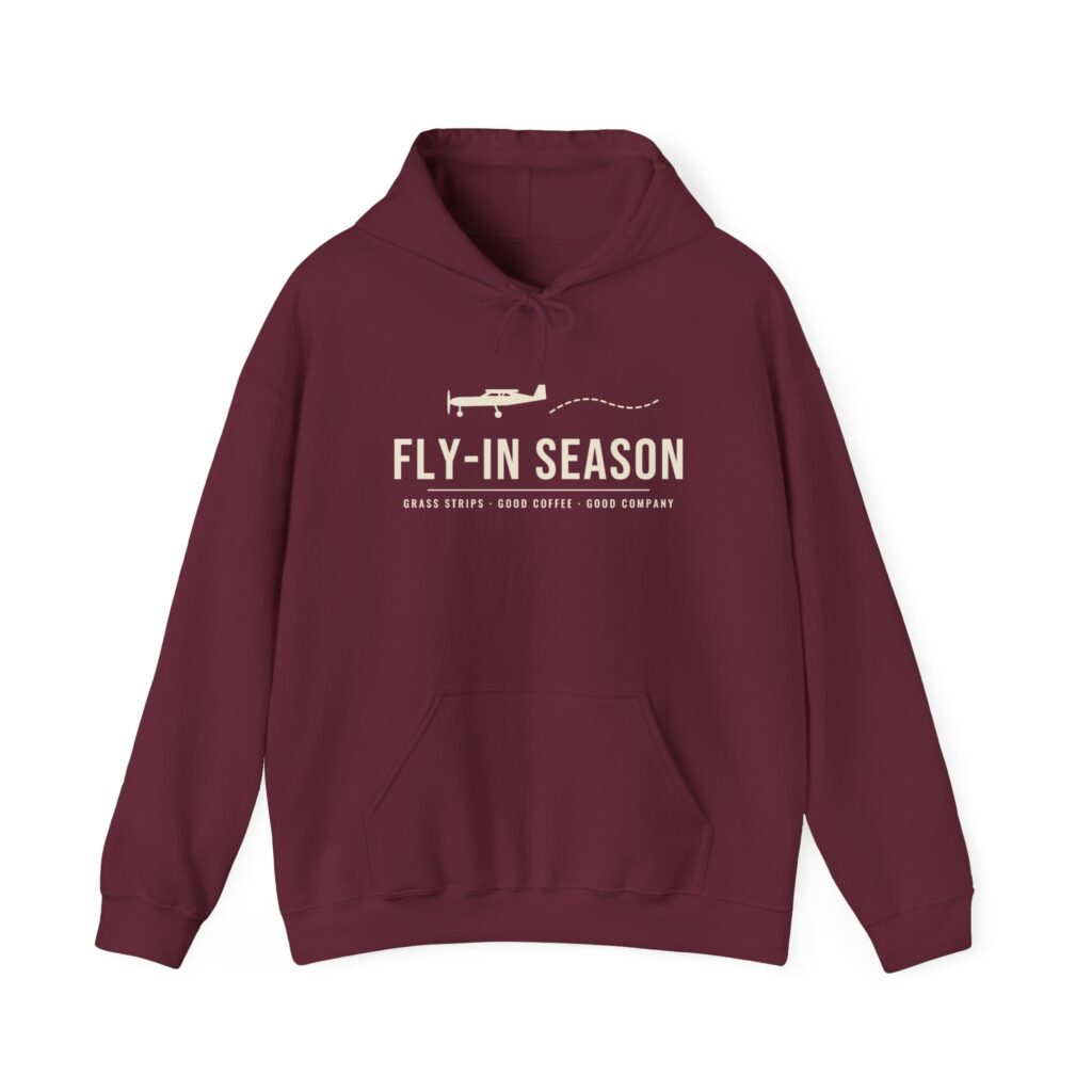 fly in season hoodie – light aircraft graphic, unisex pullover