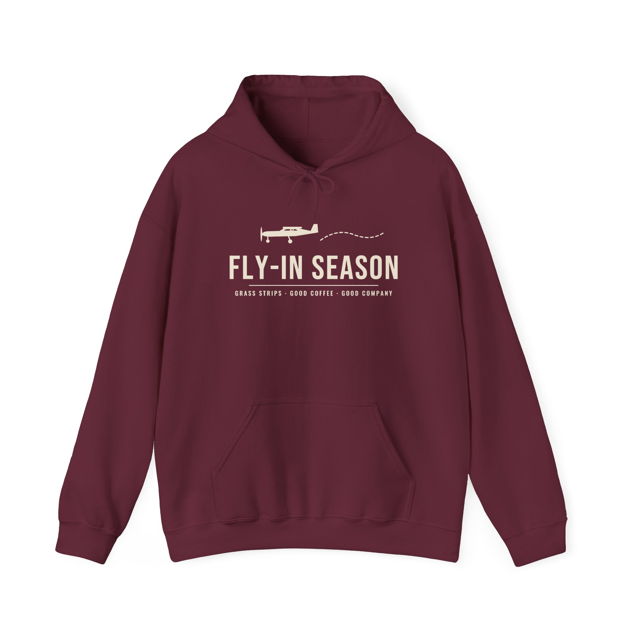 fly in season hoodie – light aircraft graphic, unisex pullover
