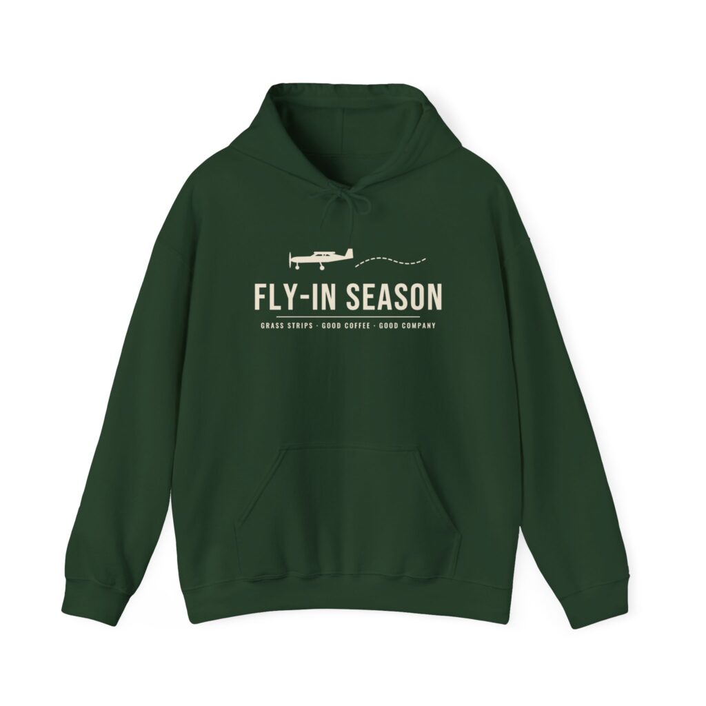 fly in season hoodie – light aircraft graphic, unisex pullover