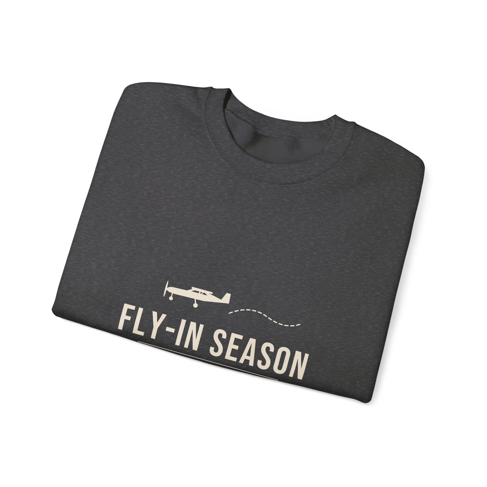 fly in season sweatshirt – light aircraft graphic, unisex crewneck