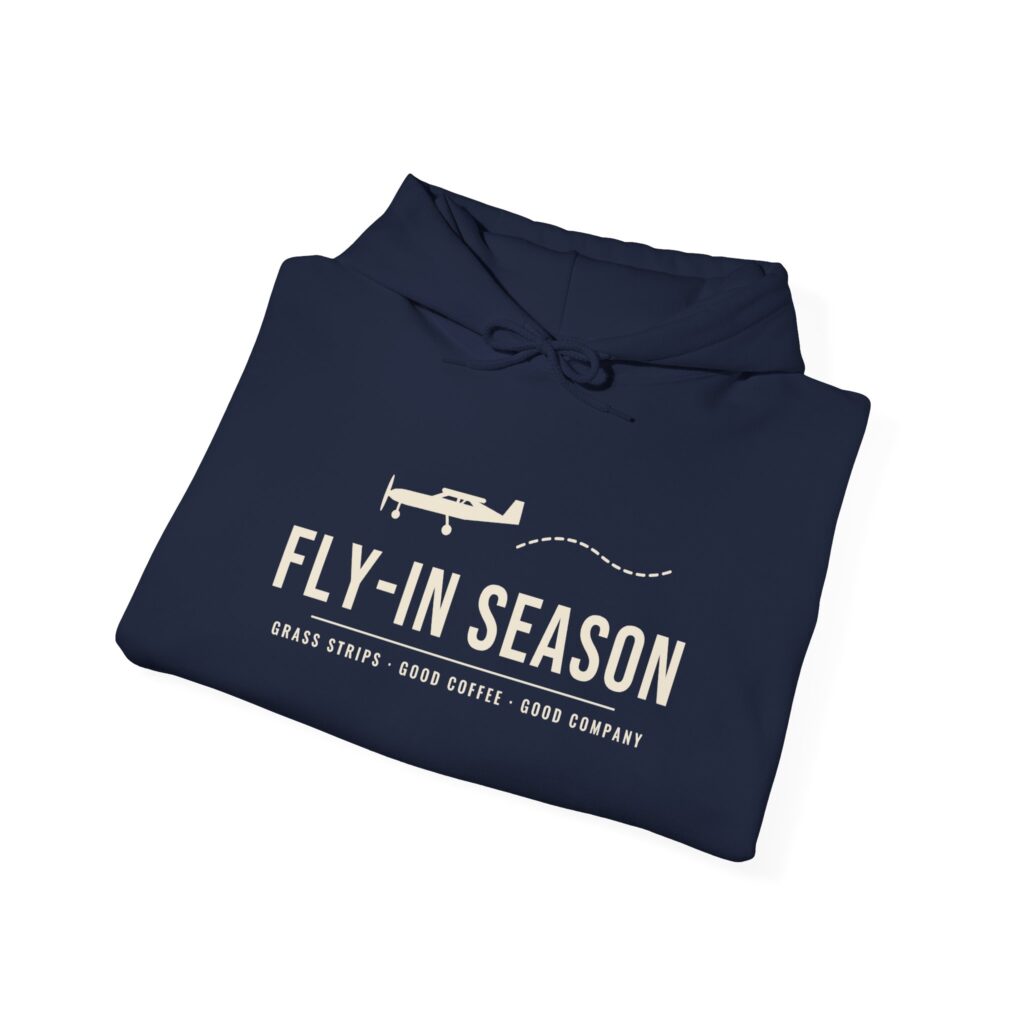 fly in season hoodie – light aircraft graphic, unisex pullover