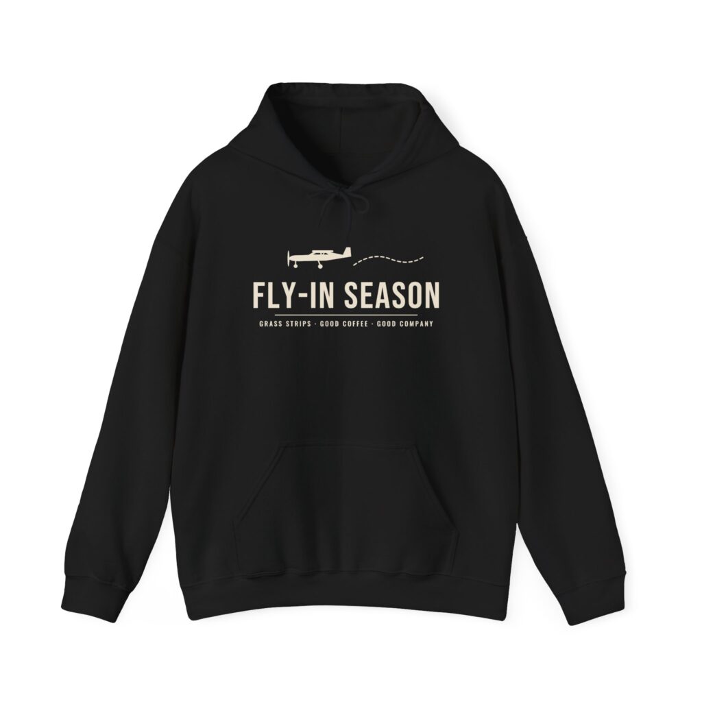 fly in season hoodie – light aircraft graphic, unisex pullover