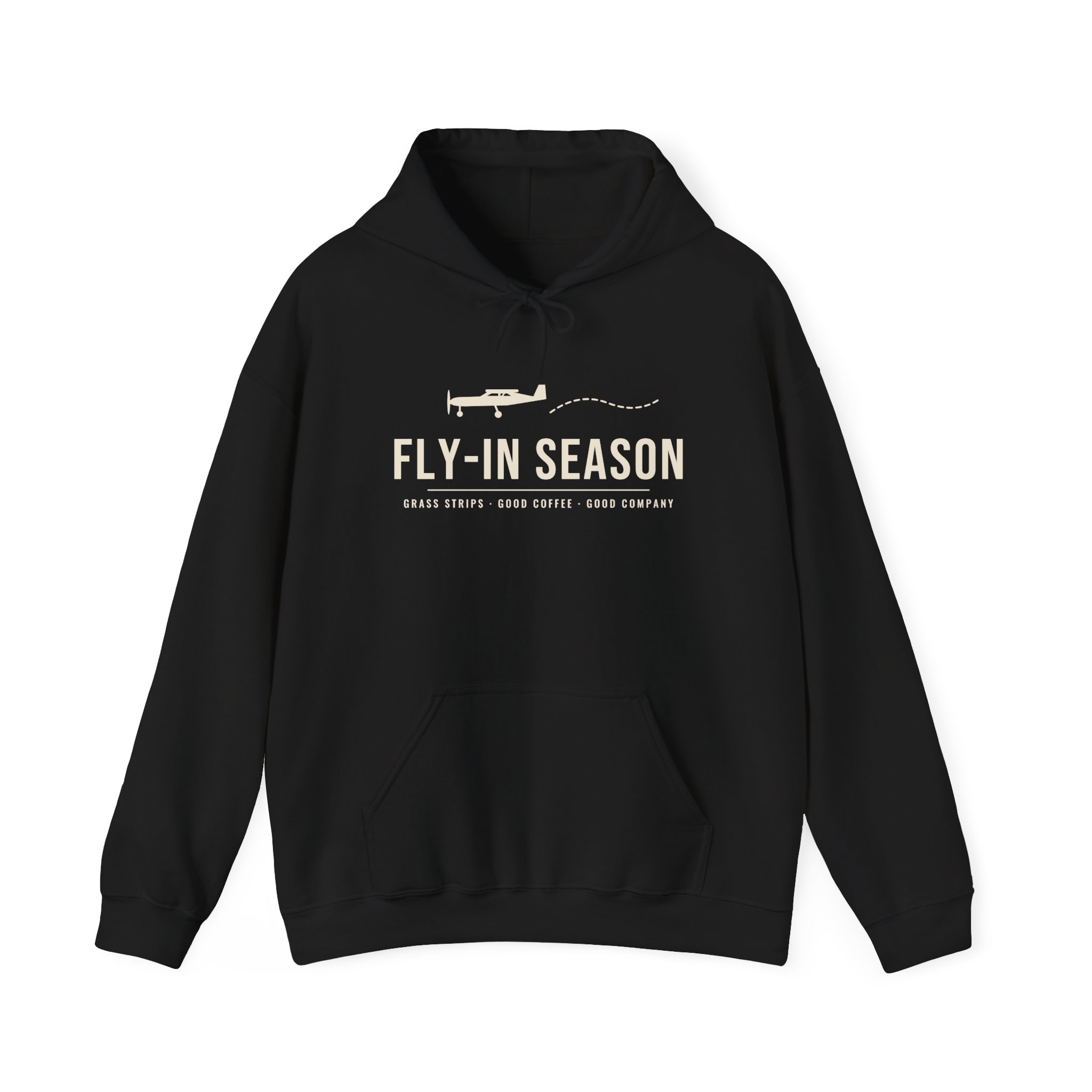 fly in season hoodie – light aircraft graphic, unisex pullover