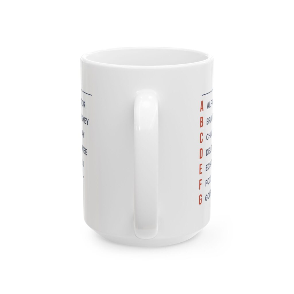 icao phonetic alphabet mug – alfa to zulu, 11oz / 15oz