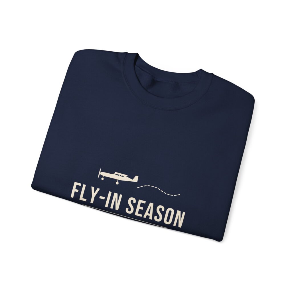fly in season sweatshirt – light aircraft graphic, unisex crewneck