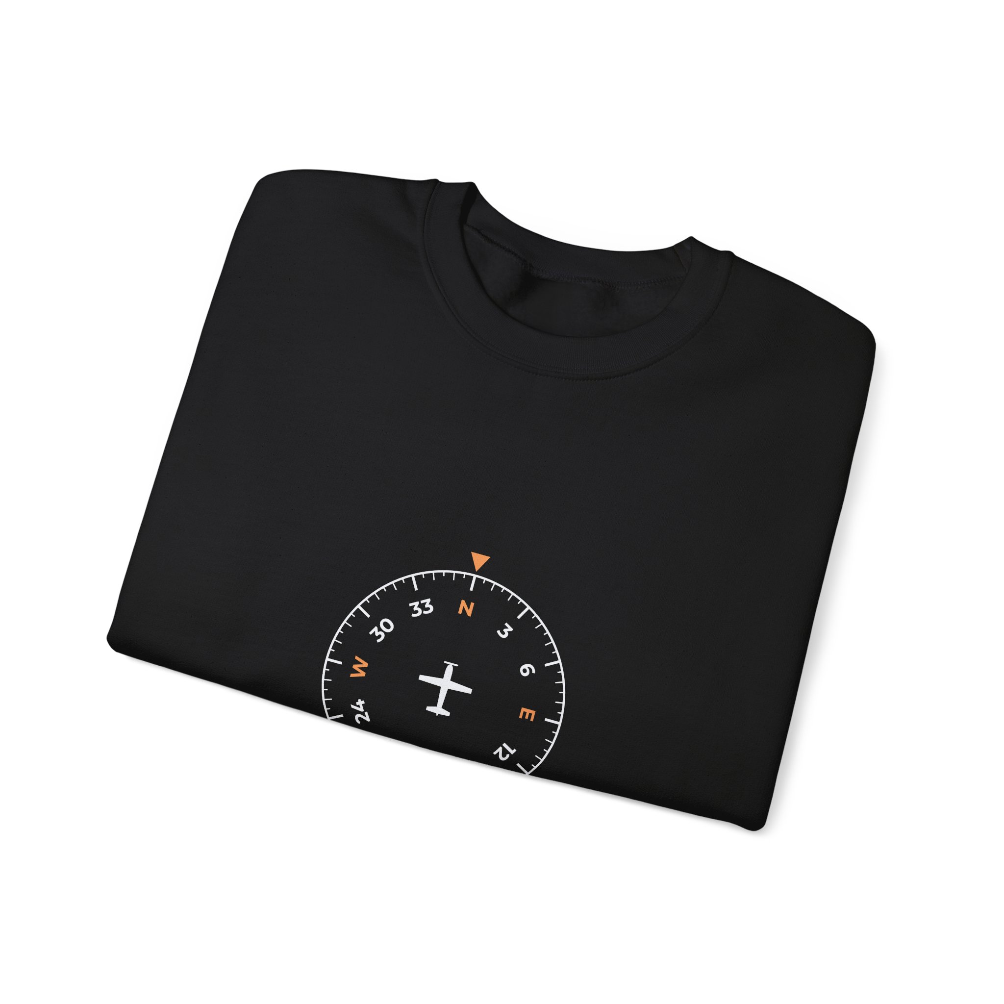 aviate navigate communicate sweatshirt – heading indicator design, unisex crewneck