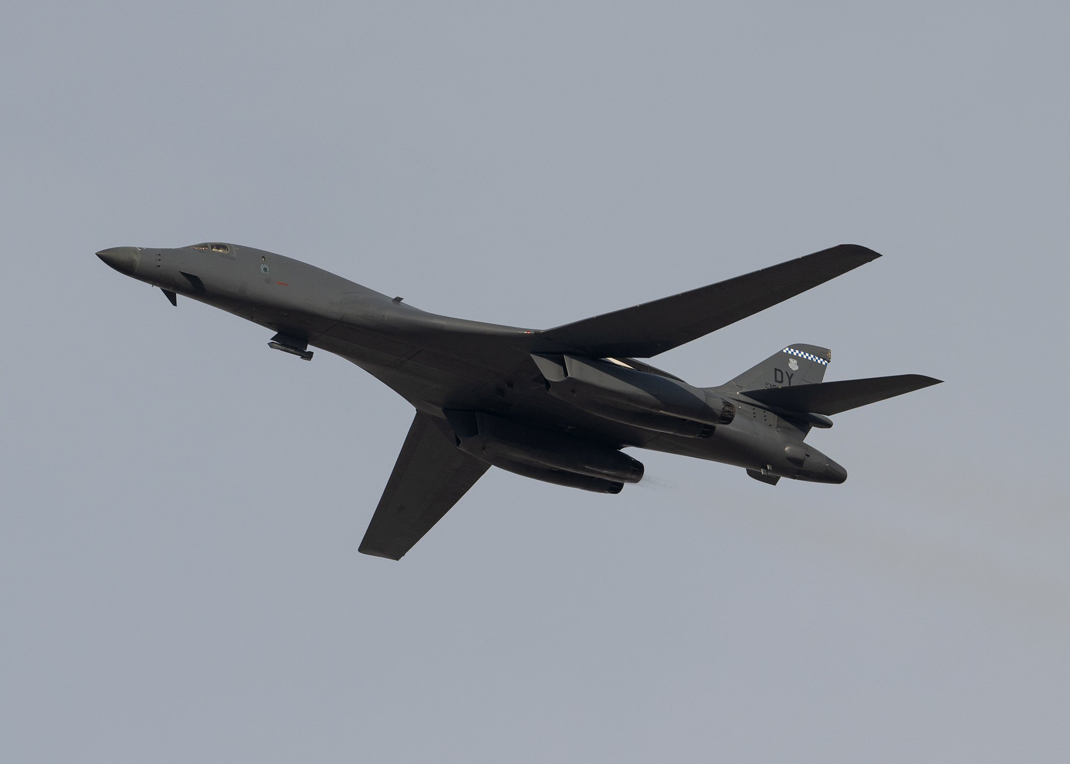 US Air Force B-1B bomber flying past at the Dubai Airshow